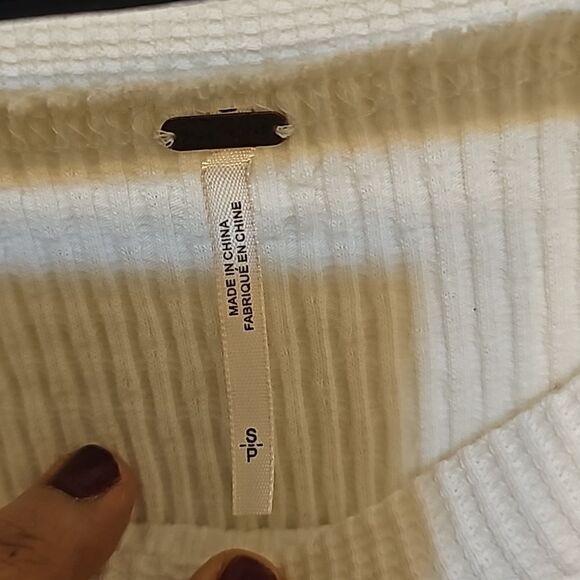 Free People Josie Waffle-Knit Top White S - Picture 4 of 10